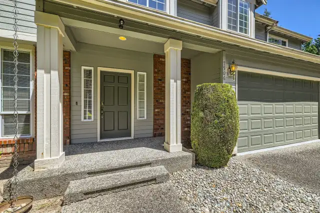 The brick accents, covered front porch and stately pillars will welcome you and your guests home.
