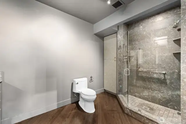 Gallery wall in primary bath