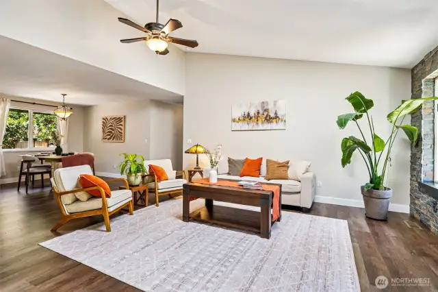 The dining area sits just off the living room, creating everyday living and entertaining.