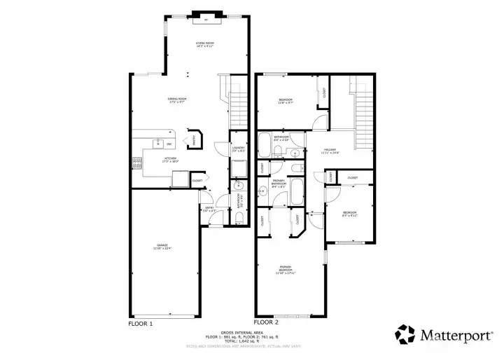 Floor plan for 1st and second floor.  To include the garage