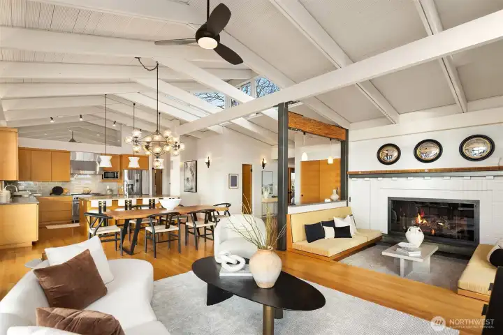 A full view of the main living area which offers numerous spaces for entertaining.