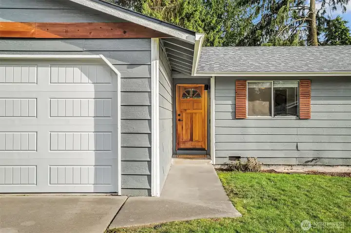 Covered front entry.