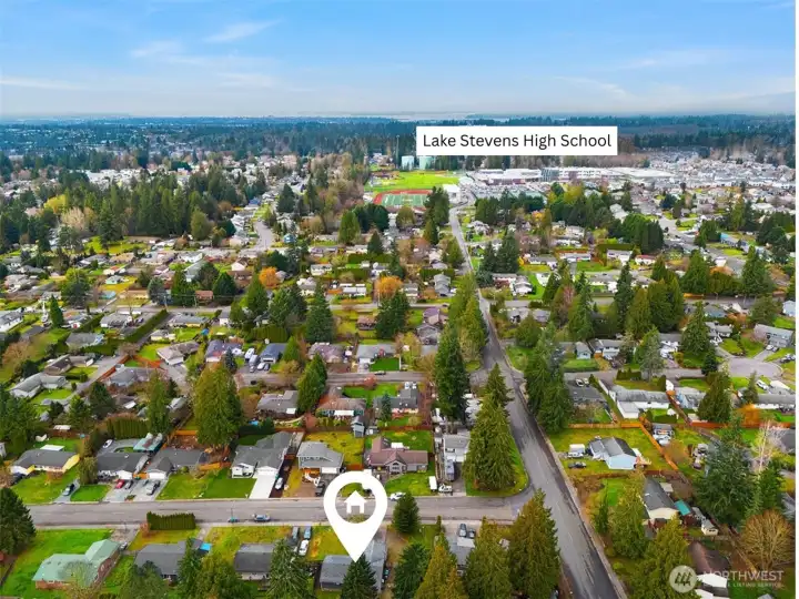 Aerial view facing North.