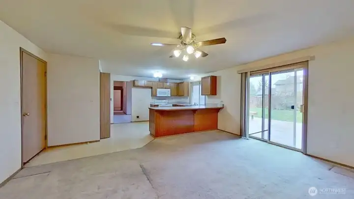 Door to garage on left