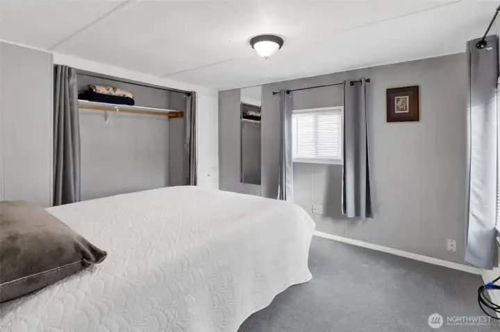 The Main bedroom is away from the driveway has cable for tv options.