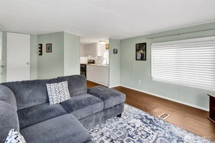 Nice and bright east facing window with blinds to help control privacy and sun light.