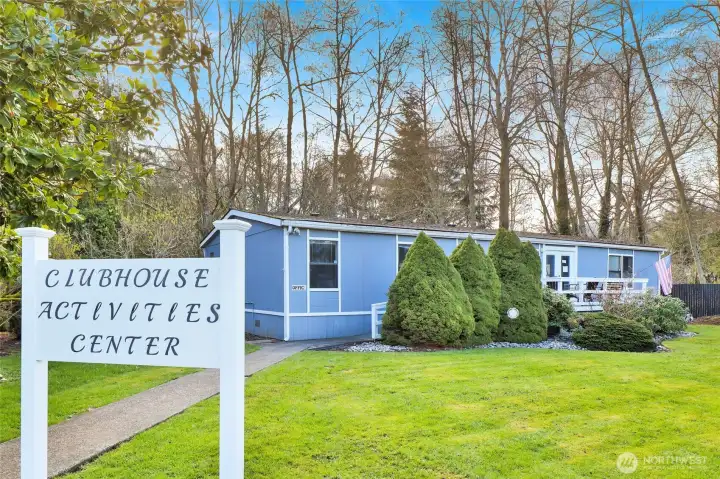 The Club house and South End Mobile Estates Park Manager office.  Manager Patty keeps office hours here twice a week, and it is available for members to use.