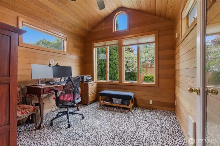 Office-den-library, such a peaceful place with views of the green backyard.