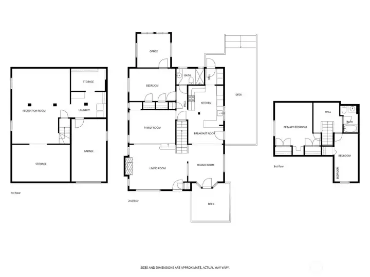 The three story floor plan.