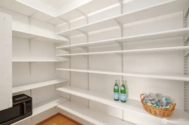 Spacious walk-in pantry.