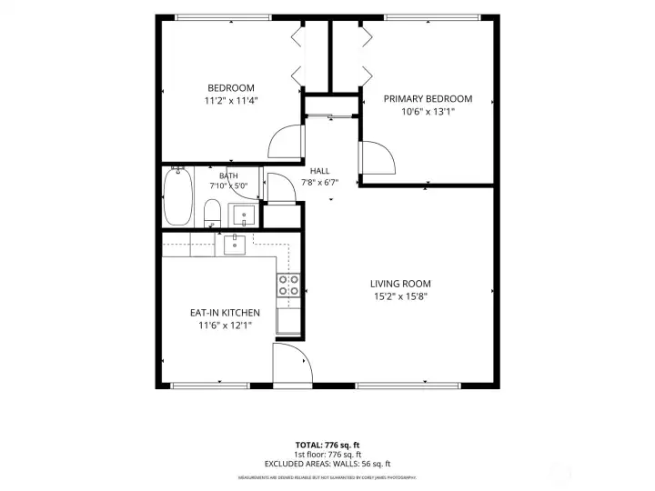 Floor plan of units 2 & 4.  Units 2 & 4 feature the quartz countertop.