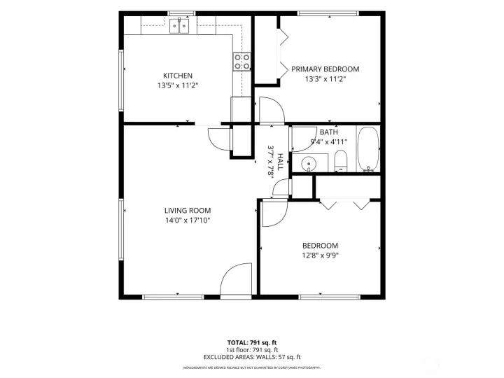 Units 1 & 3 floor plans.  Sq ft in these two units are a bit larger than units 2 & 4.