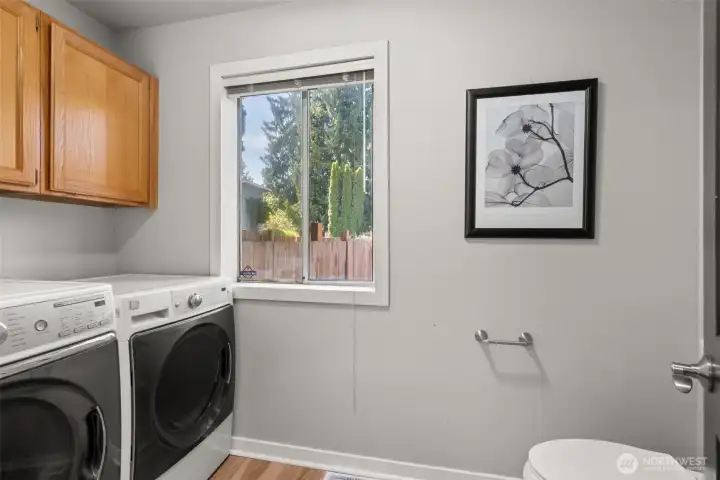 Main floor laundry room and guest powder bathroom