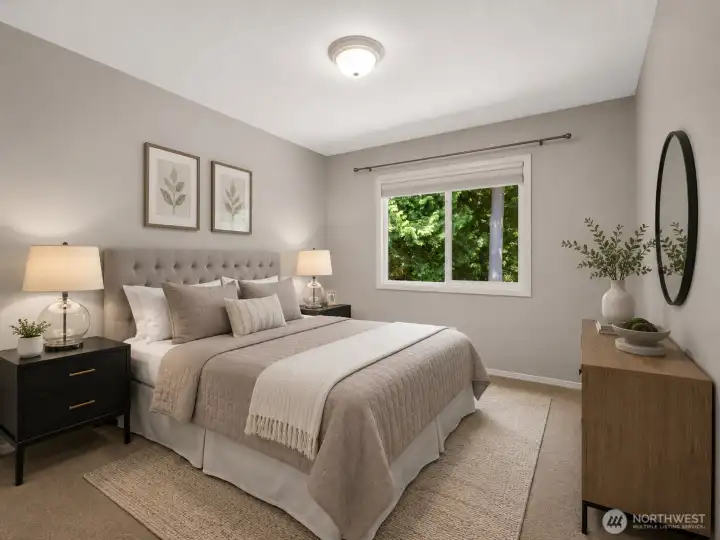 Another inviting upper level bedroom, facing the backyard. This image has been virtually staged using AI. Another inviting upper level bedroom, facing the backyard. This image has been virtually staged using AI.