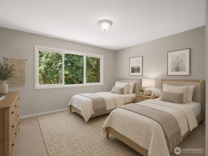 This spacious bedroom has a ton of flexibility and can be used as a bonus or multi-purpose room. The image has been virtually staged using AI. This spacious bedroom has a ton of flexibility and can be used as a bonus or multi-purpose room. The image has been virtually staged using AI.