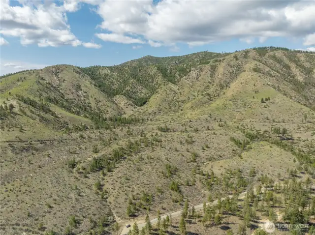 Rolling terrain with flat benches throughout the 522 acres.