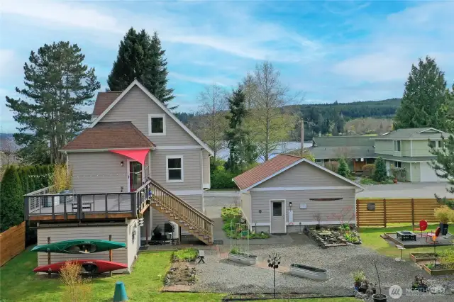The well maintained house and yard has a private feel and enjoys lots of gathering spaces.