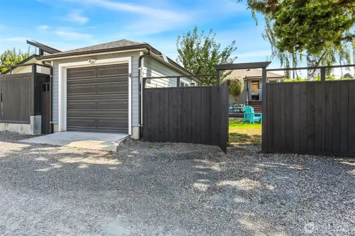 heated garage with EV charging off alley