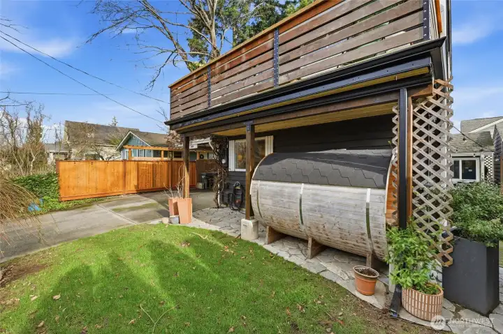 The home includes a sauna, situated under the deck and private thanks to the front fencing.