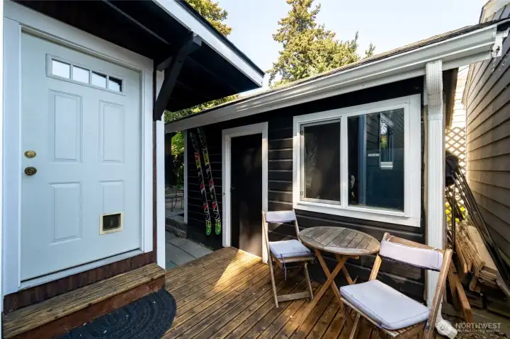 At the back of the home is a heated and insulated stand alone room, just off the back door.