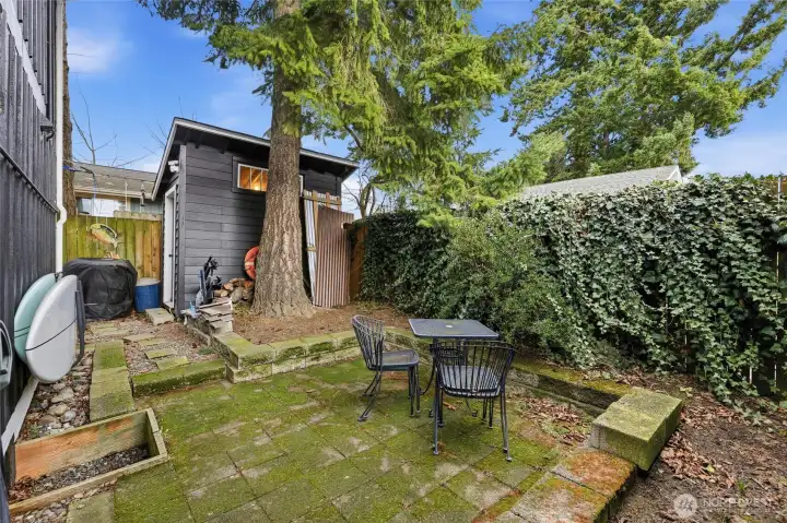 There is also another storage shed on the other side of the patio.