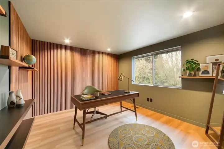 Upstairs home office or additional bedroom (virtually staged).