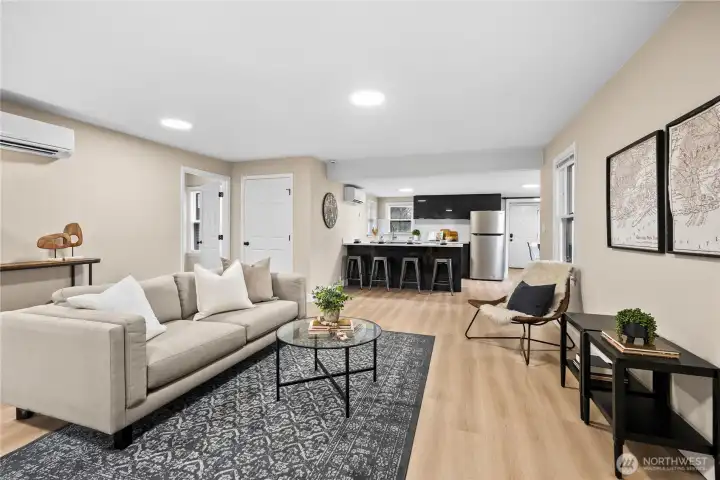 Living room at front door entrance is super inviting