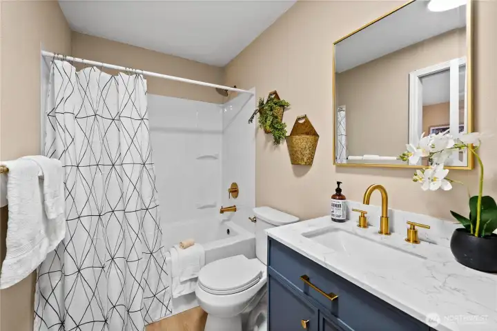 Large door entry into master bathroom as well