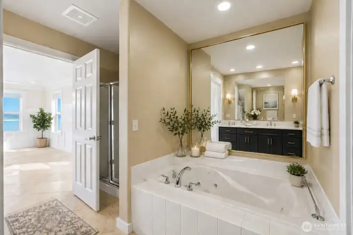 VIRTUALLY STAGED: Primary Bath, main floor VIRTUALLY STAGED: Primary Bath, main floor
