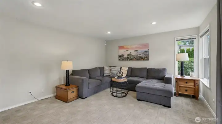 Family room off the kitchen, and the rest of the home, stays cozy thanks to the new furnace.
