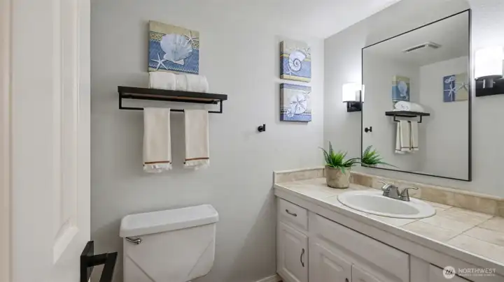Large downstairs powder room.