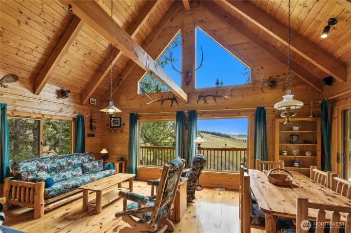 Spacious great room designed for maximizing sunrises & views