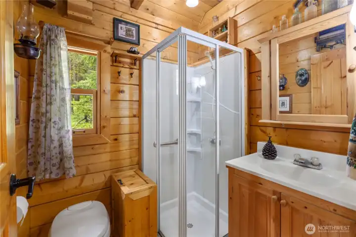 3/4 bath in main cabin.
