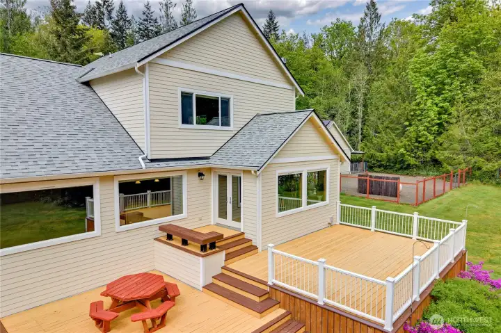 Two level outdoor patios leave plenty of room for entertaining or having various areas for sitting and enjoying the peace and quiet.