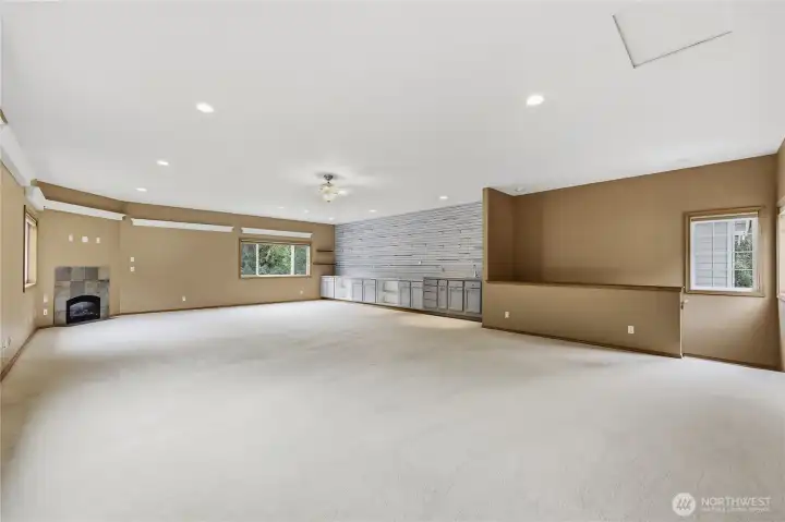 An empty view of the great room