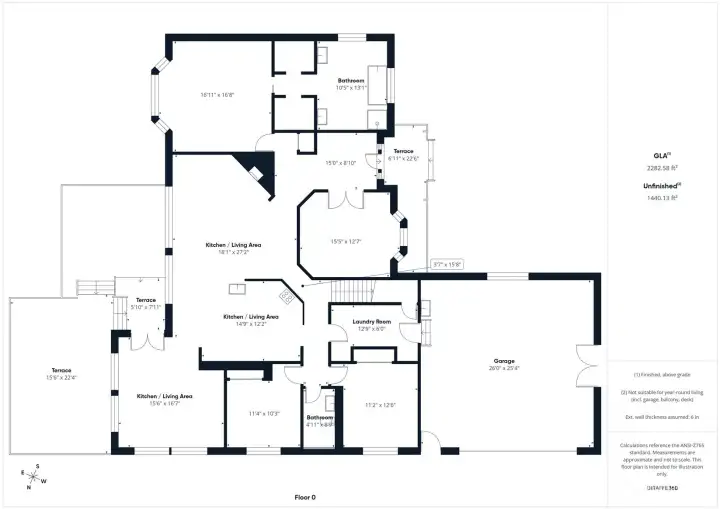 Not shown in the main level floor plan is the attached workshop to the right of the garage- a full car space of enclosed shop or storage space.