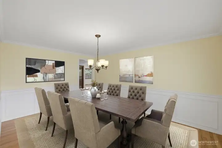 Formal dining room just off of entrance. Virtually staged