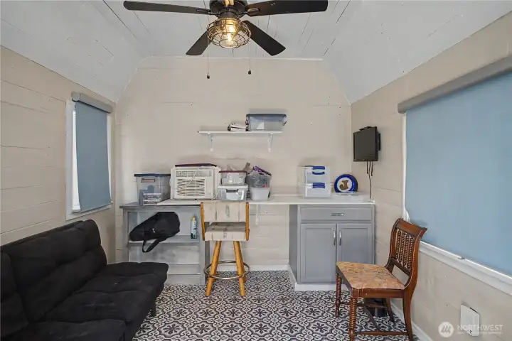 Inside the 12' x 23' detached workshop