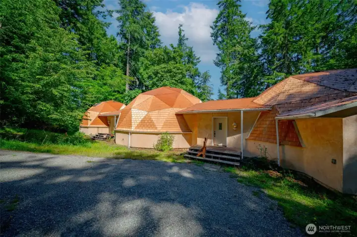 Three geodomes with stunning metal roof. Three geodomes with stunning metal roof.