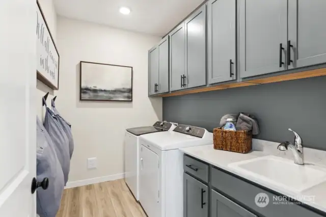 Laundry Room offers a Sink and Cabinets