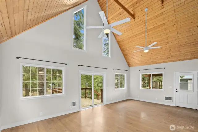 Light and bright with lots of windows
