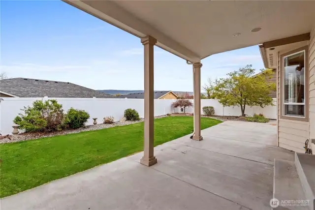 Large covered patio for summer shade or winter cover.