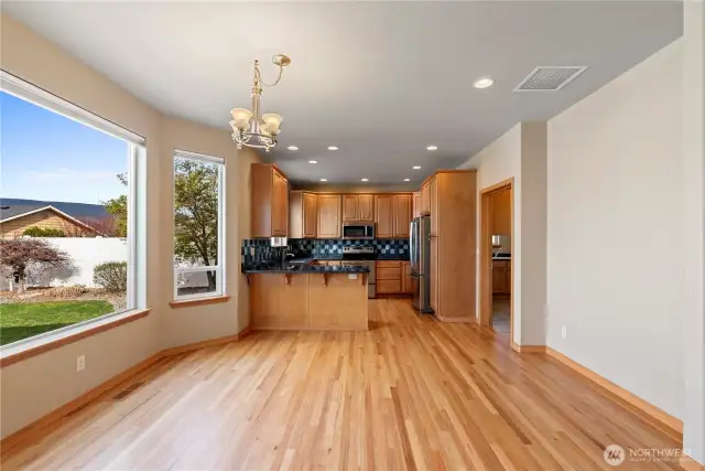 View from family room with dining.