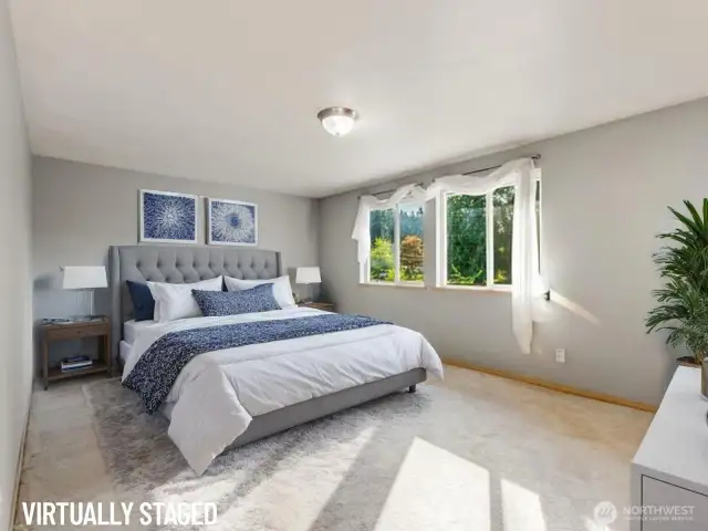 Spacious 3rd bedroom virtually statged for decorating idea.