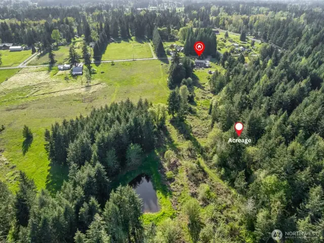 View of acreage shown at right side of photo. You can make out some of the trails to explore.