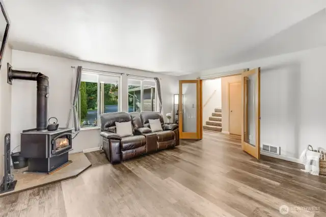 A cozy wood stove for those winter nights.