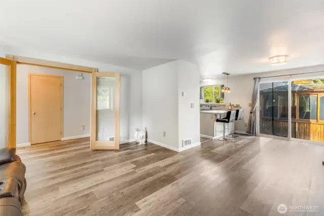 Open living room/entertainment area.