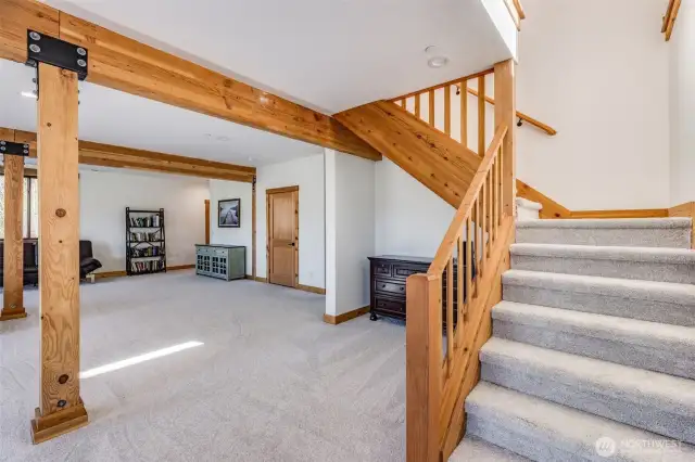 Enter the huge family and rec room!