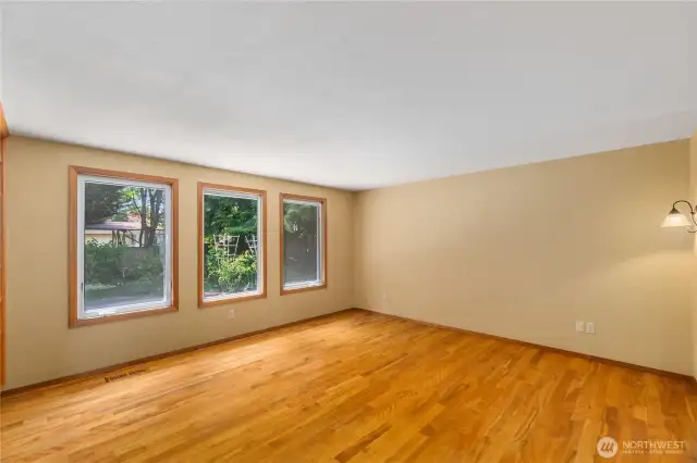 Another angle shows the large bank of windows to let in the light from the private rear yard.