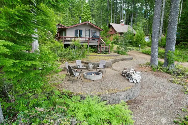 Gather round the fire pit w/ friends and family.